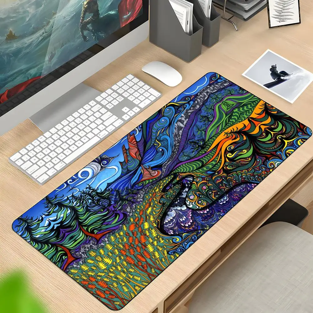 Art Psychedelic Geometrical Colorful Mouse Pads Rubber Mat Laptop Xxl Mousepad Notebook Gamer Computer Table Gaming Accessories