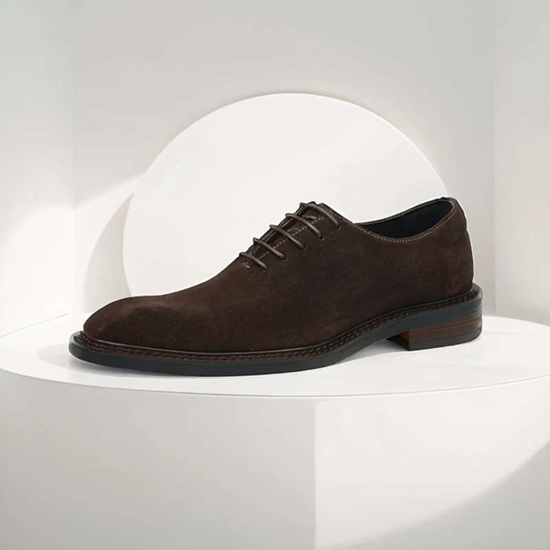 

Dress Shoes Men Suede Leather Lace Up Square Toe Dress Solid Color Formal Business Wedding Footwear Handmade