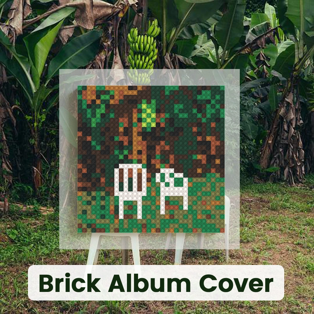 

B-Bad Bunny Music Album Cover Building Blocks Mosaic Pixel Art Brick Painting DIY Decorative Painting Home Wall Decor