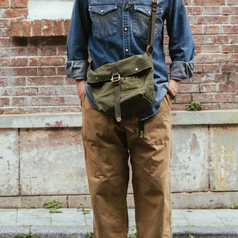 vintage organizer handmade high quality men's canvas crossbody bag fashionoutdoor travel work designer luxury shoulder bag