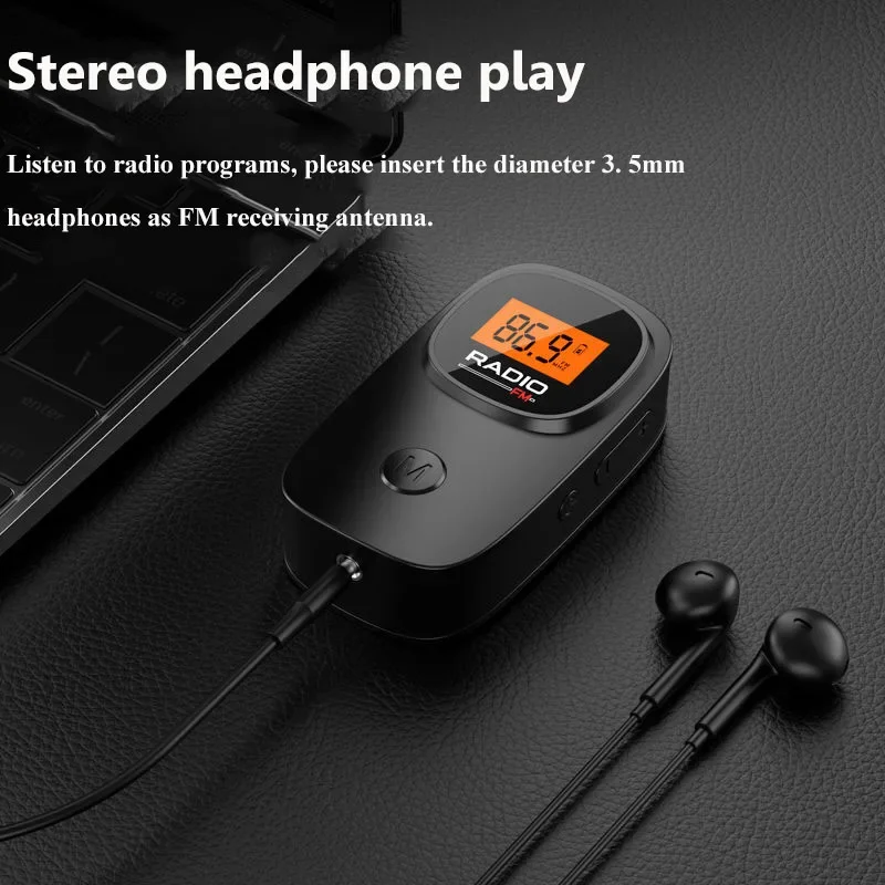 Mini rádio fm de bolso portátil com tela de luz de fundo dsp rádios receptor rádio alimentado por bateria com fones de ouvido estéreo de 3.5mm para esporte