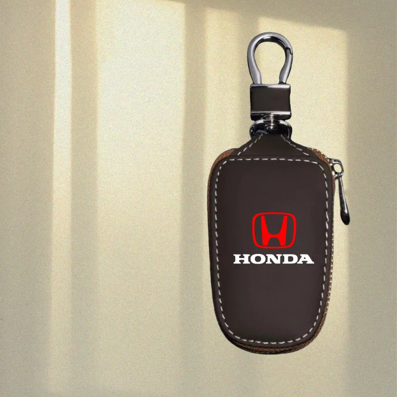 

Leather Car Key Case Cover Protector Keychain Accessories for Honda Civic Accord Vezel Fit CR-V City CRZ Jazz Typer Odyssey