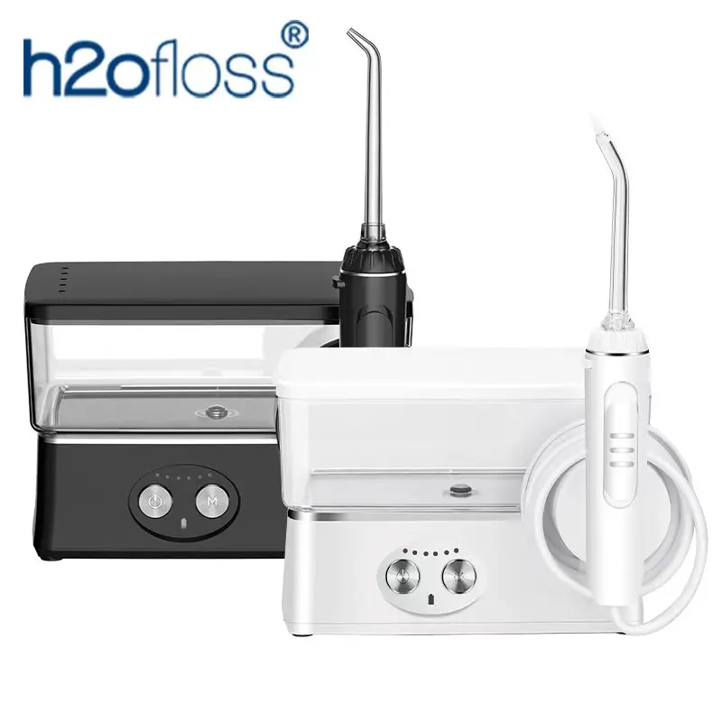 

H2ofloss Water Flosser Portable Oral Irrigator 570ml 140PSI High Pressure 6 Modes 5 Nozzles with Storage Bag USB Rechargeable
