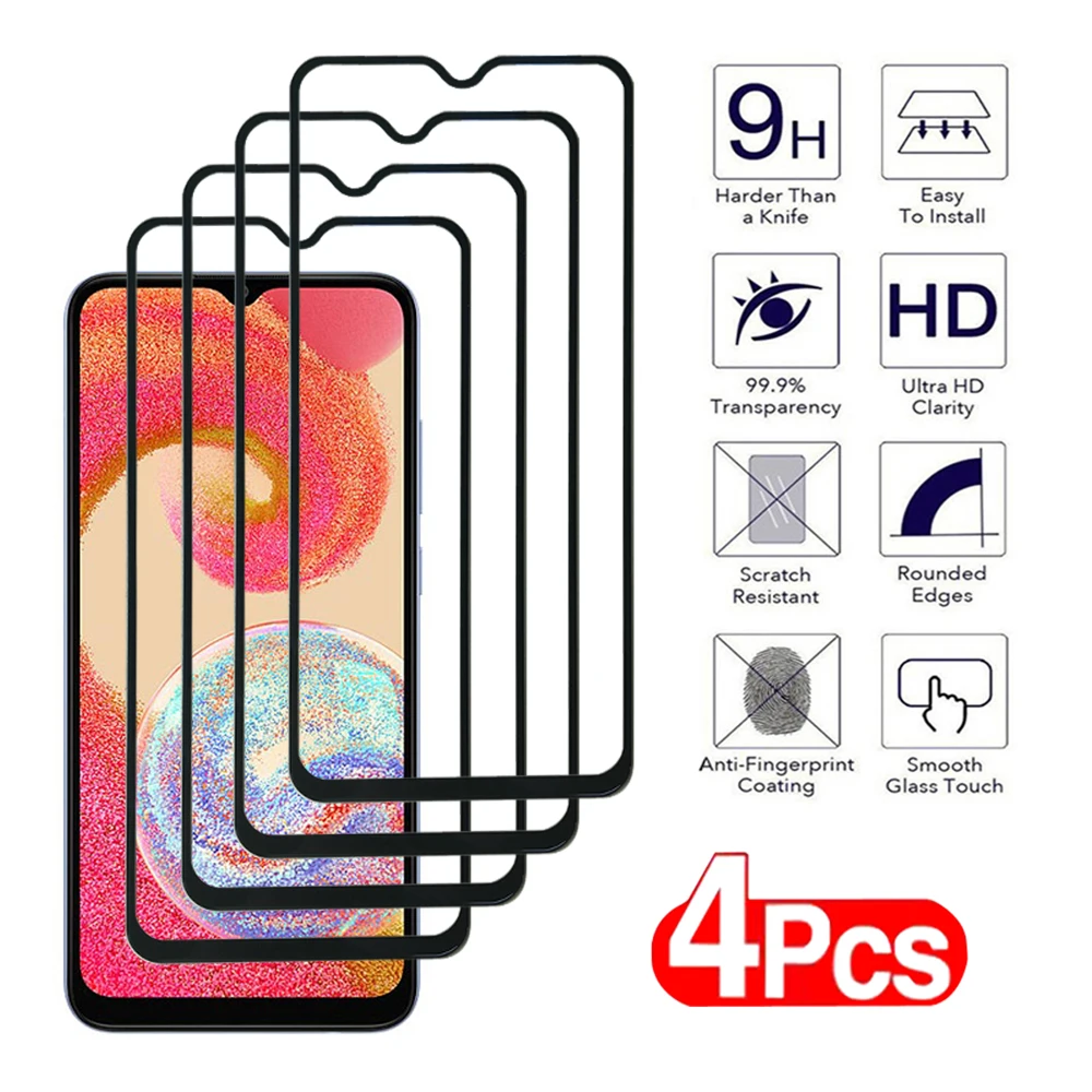 4Pcs For Samsung Galaxy A11 A12 A13 A14 A15 A01 A02 A04 A05 4G 5G Screen Protector A02S A04E A04S A05S A04 Core Tempered Glass