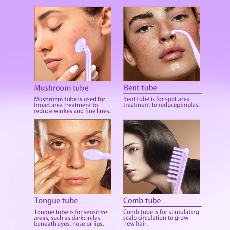 Hoge Frequentie Facial Neon Argon Paddestoel Elektrode Mondstuk Bevestiging Blauwe Buizen Gezicht Massager Licht Gezicht Huidverzorging Apparaat