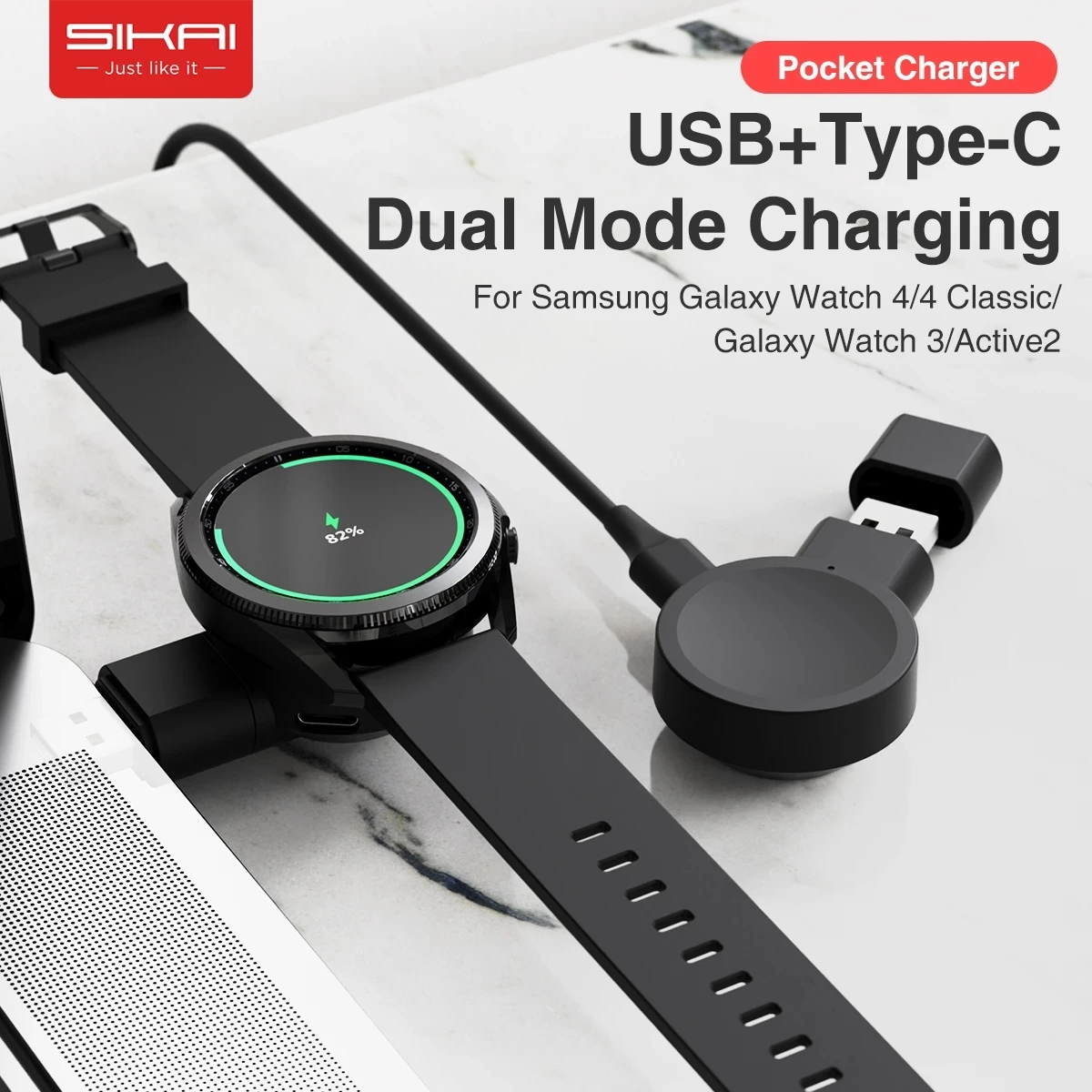 Caricabatterie USB per Samsung Galaxy Watch 4 Classic 42mm 46mm per Galaxy Watch4 40mm 44mm accessori Smartwatch