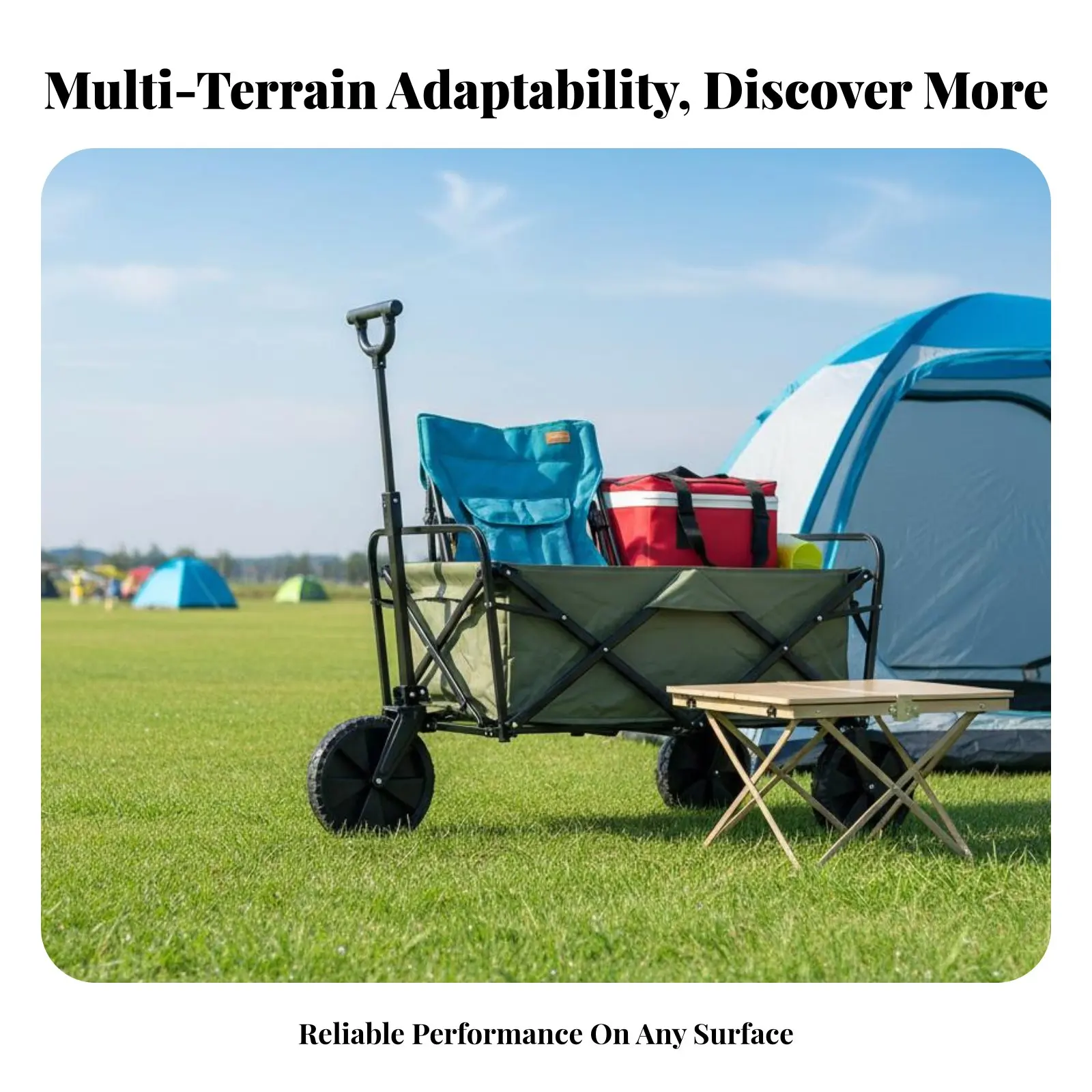 Camping Cart Wheel Multi-Terrain Narrow Wagon Wheel 7-Inch Firm Rubber Tire Sturdy Duty High Load Capacity for Outdoor