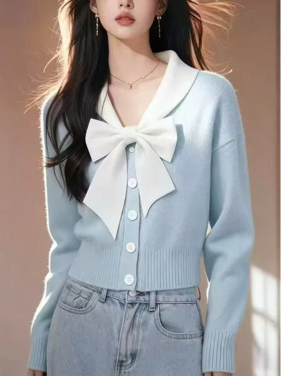 

Осенне-зимний свободный женский вязаный кардиган с длинными рукавами, повседневный комфортный свитер с V-образным вырезом, удлиненное пальто