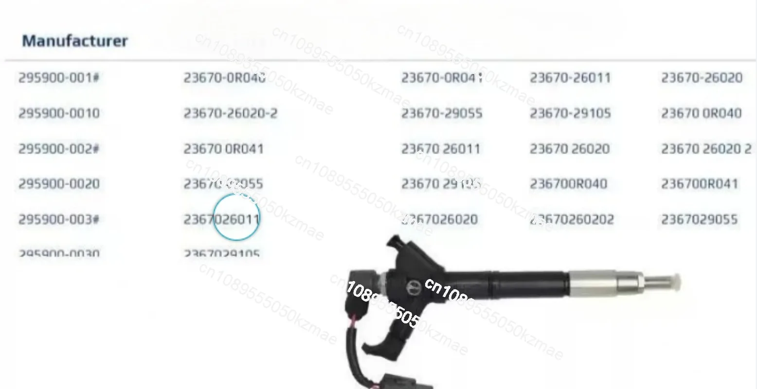 Suitable for common rail injectors 23670-26020/9729590-011, Denso 295900-0110