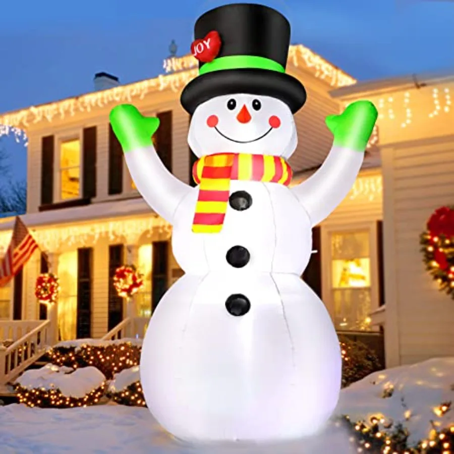 

7 FT Christmas Inflatables Snowman Outdoor Decorations, Giant Blow up Snow Man Yard Decor Built-in Bright LED Light Wear Magic