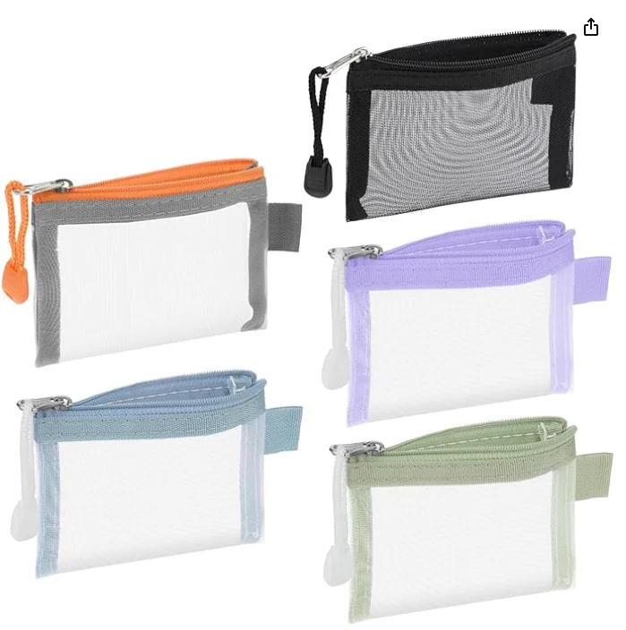 

5pcs Makeup Pouch Storage Zipper Bag Travel Toiletry Organizer Portable Small Mesh Bags Women Lightweight Secure