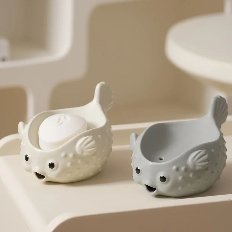 Cartoon Cute and Fun Soap Box Ceramic Drain Storage Box Cute and Creative Bathroom Hotel Bathroom Storage Soap Holder