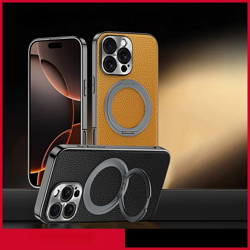 

Luxury Business PU Leather Magnetic Case For iPhone 16 15 14 Pro Max Light Thin Magsafe Wireless Charge Shockproof Cover