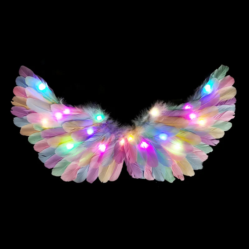 Pink White Adult Children LED Glow Light Angel Feather Wing Costumes Birthday Party Gift Show  Wall Halloween Wedding Festival