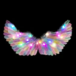 Pink White Adult Children LED Glow Light Angel Feather Wing Costumes Birthday Party Gift Show Wall Halloween Wedding Festival