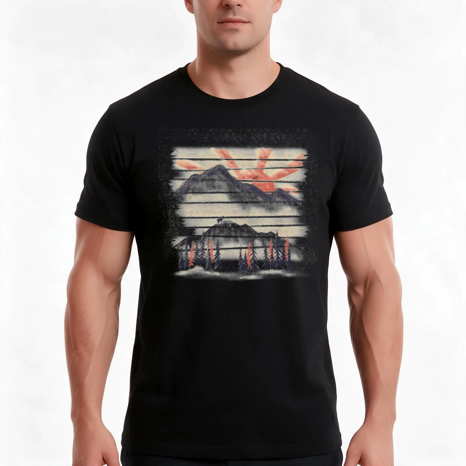 Mountain Goat Drifter... T-Shirt, Summer Casual Cotton Tee, Oversized Streetwear Tops, Vintage Graphic Print, Unisex Men Women