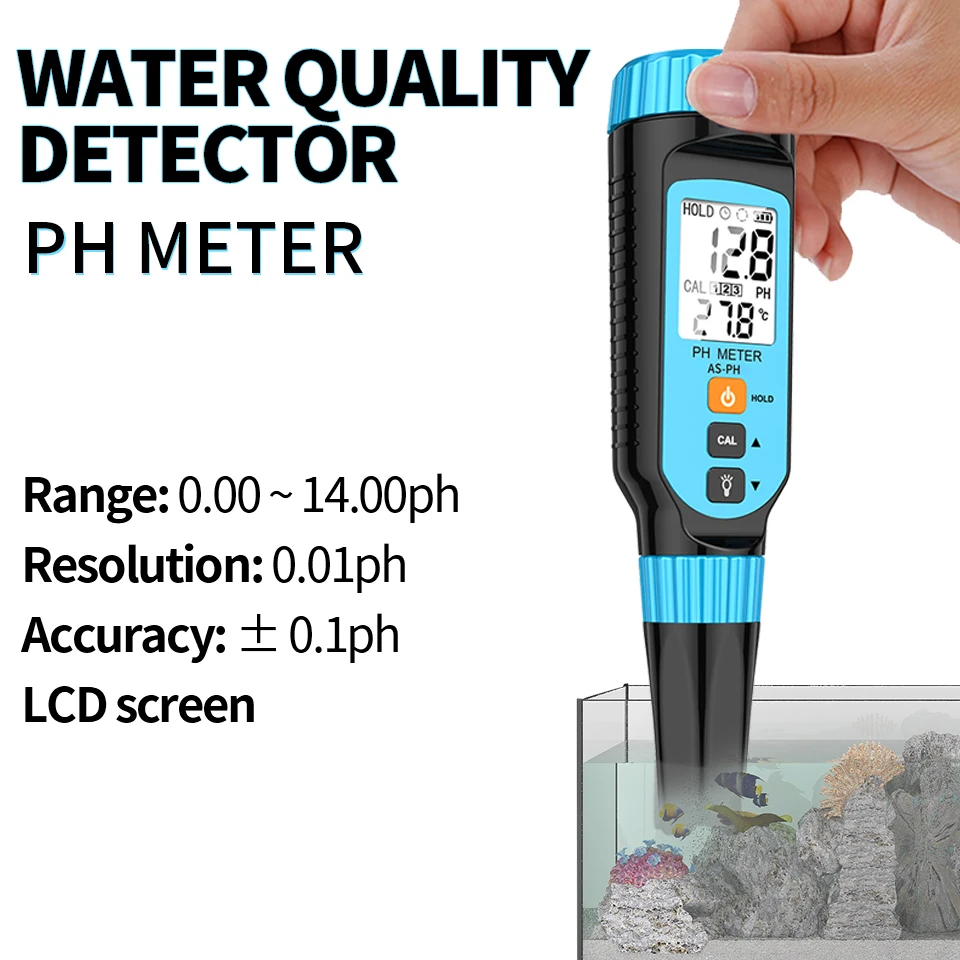 

Aicevoos Digital PH Meter PH Water Quality Detector Ph Tester 0-14 Measurement Range Temperature Aquariums Fishbowl