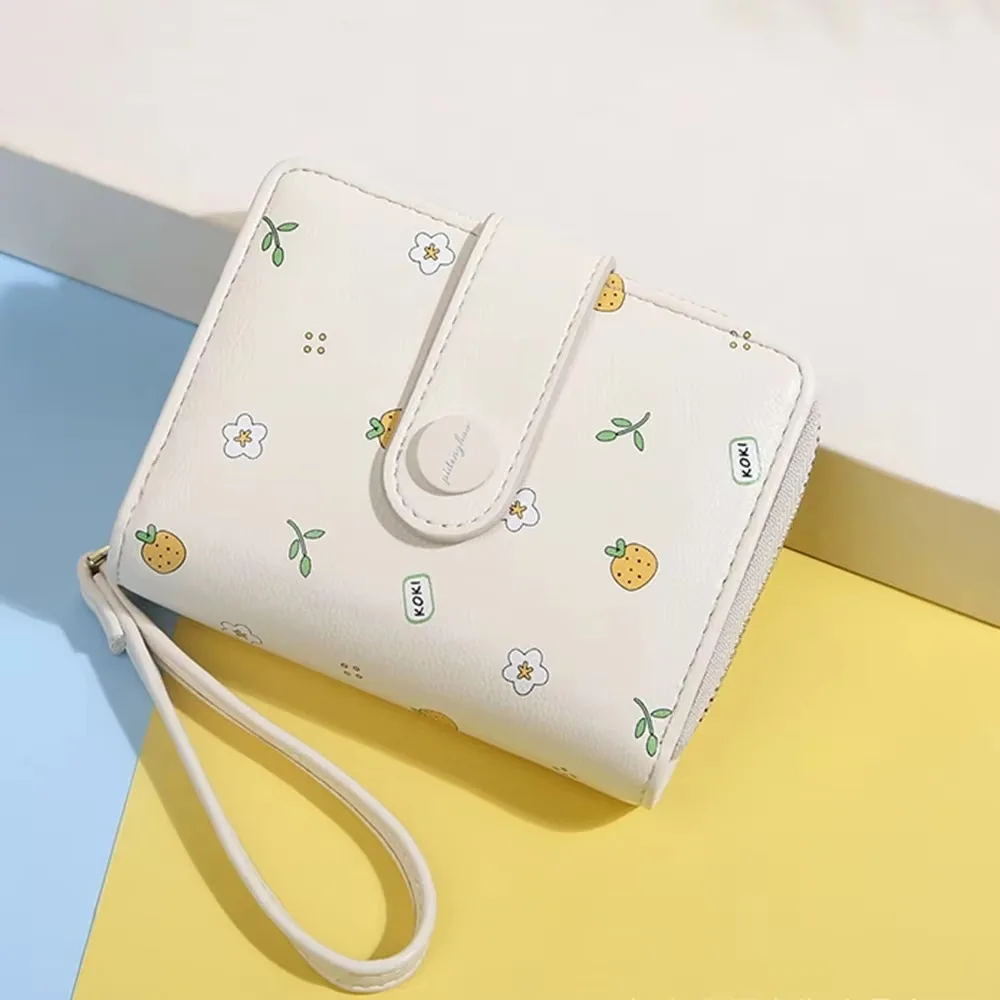 

Sweet Hasp Folding Women Wallet Zipper PU Leather Short Wallet Japanese Style Purse Bag Ladies