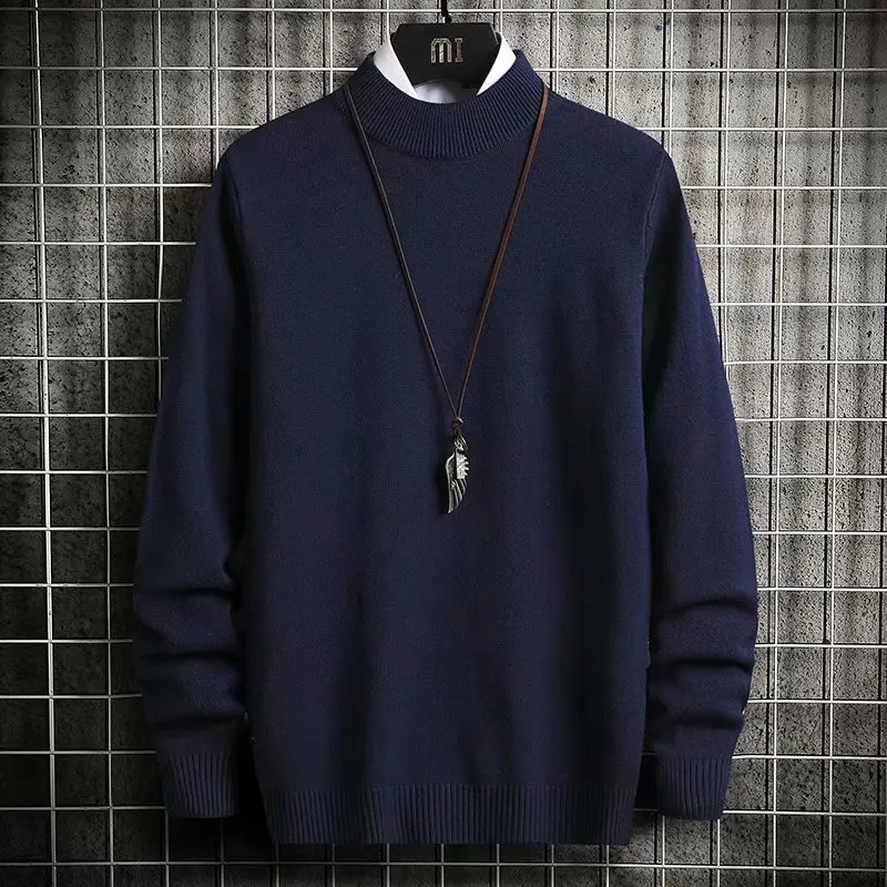 Men's Slim Fit High Collar Knit Sweater - close-up view