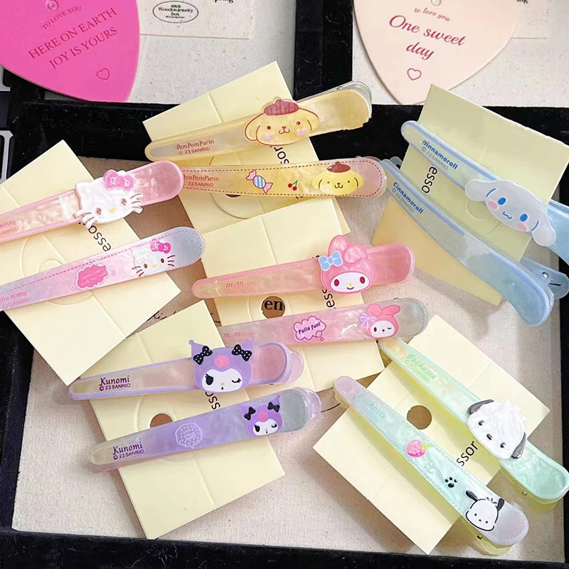 2-шт-sanrio-аниме-kuromi-заколка-для-волос-my-melody-милый-мультфильм-pochacco-pompompurin-модные-cinnamoroll-kawaii-акриловые-заколки-в-виде-утконоса