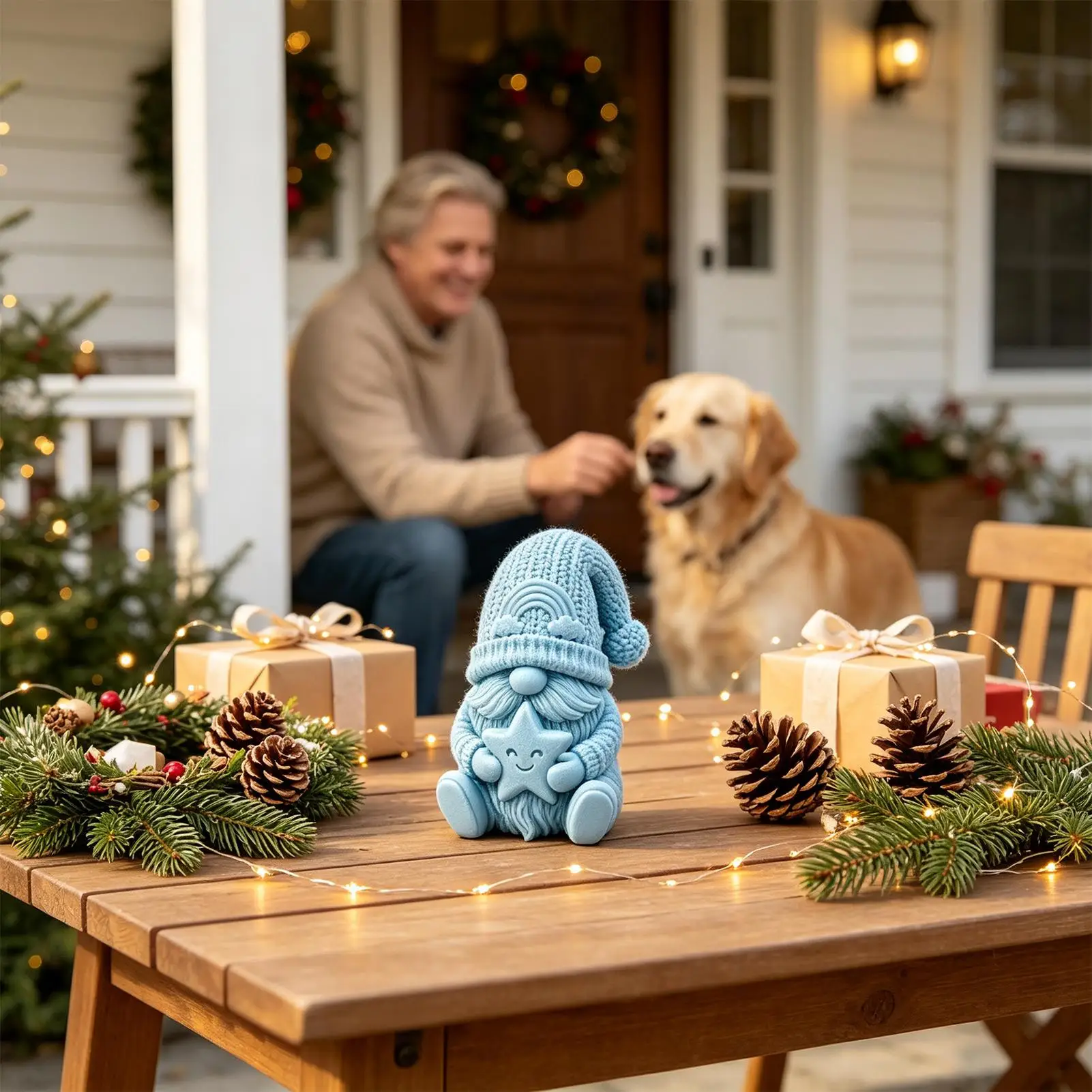 Christmas Gnome Statue Winter Cute 3D Printed Seasonal Decoration Collectible Gnome Figurine For Living Room Bedroom Bookshelf