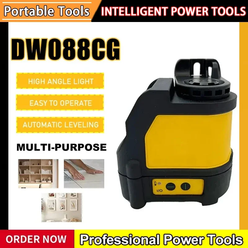 DW088CG Laser Level 2-Line High Precision Cross Green Light Automatic Alignment Rechargeable Portable Laser LevelTool Fit DEWALT
