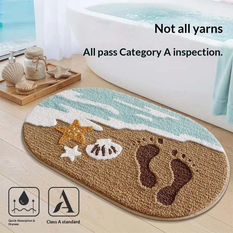 Bathroom Flocking Absorbent Floor Mat Toilet Non-slip Tufted Mat Household Toilet Door Carpet Anti-Slip Absorbent Bath Mat