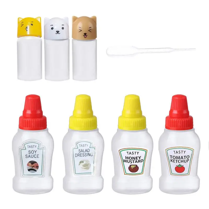 Portable Sauce Bottle Salad Tomato Sauce Seasoning Plastic Split Bottle Seasoning Storage Container for Ketchup Mayonnaise