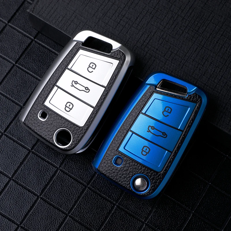 Car Key Cover Fob Case Shell For Volkswagen VW Polo Golf 7 MK7 Tiguan passat For Skoda Octavia Kodiaq Karoq For Seat Ateca Leon