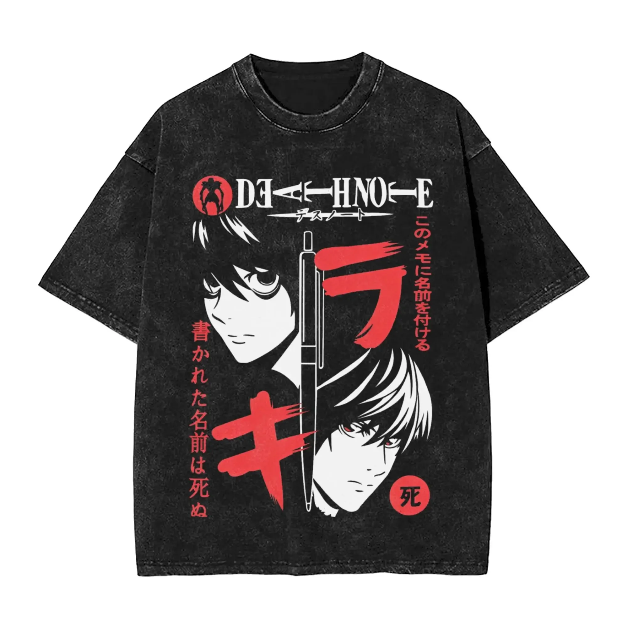 Manga DEATH NOTE T-Shirts L Lawliet imprimé graphique T-Shirts lavé surdimensionné t-shirt à manches courtes grande taille Streetwear meilleure vente