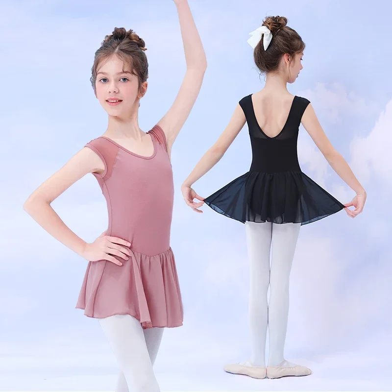 Girls Ballet Dress Dance Leotards Kids Gymnastics Leotard Sleeveless Ballet Tutu Ballerina Swimwear Training Dance Bodysuits