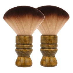 Professional Neck Facial Cleaning Brush Barber Neck Duster Brush Wooden Handle Beard Brush Hairdressing  Accessories