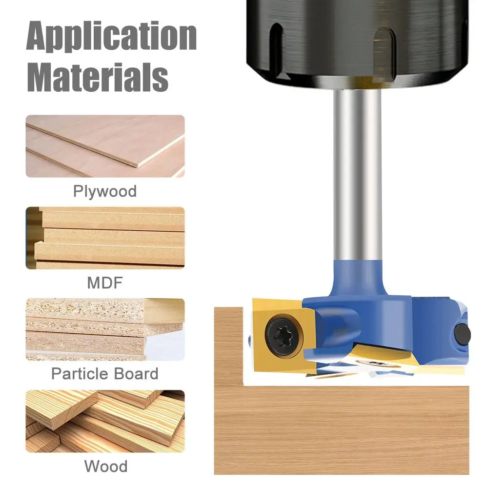 XCAN 8mm Shank CNC Spoilboard Surfacing Route Bit Carbide Insert Wood Slab Flattening Planer Bit Woodworking Milling Cutter