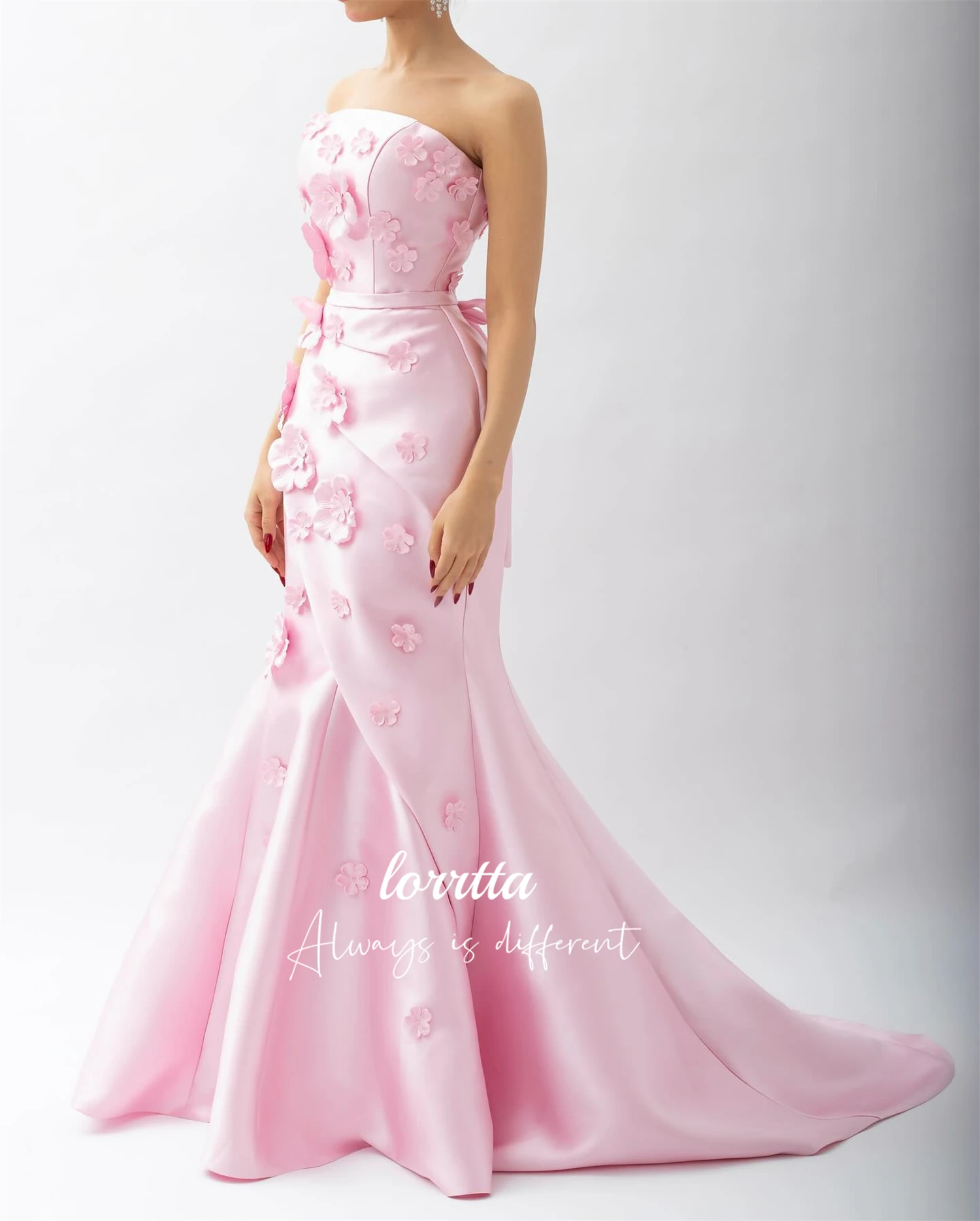 Lorrtta mulher de luxo vestido de noite feminino 3d flores rosa elegante vestidos de festa 2024 baile de formatura casamento sharon feliz فساتmavera