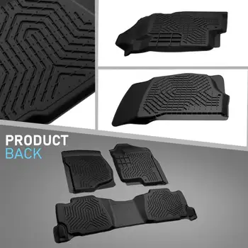 適用於 2007-2013 年雪佛蘭 Silverado/2007-2014 年 GMC Sierra 1500 的 TPE 全天候全覆蓋腳墊,三件套,黑色 10 最佳銷售 GMC Sierra配件 - №6