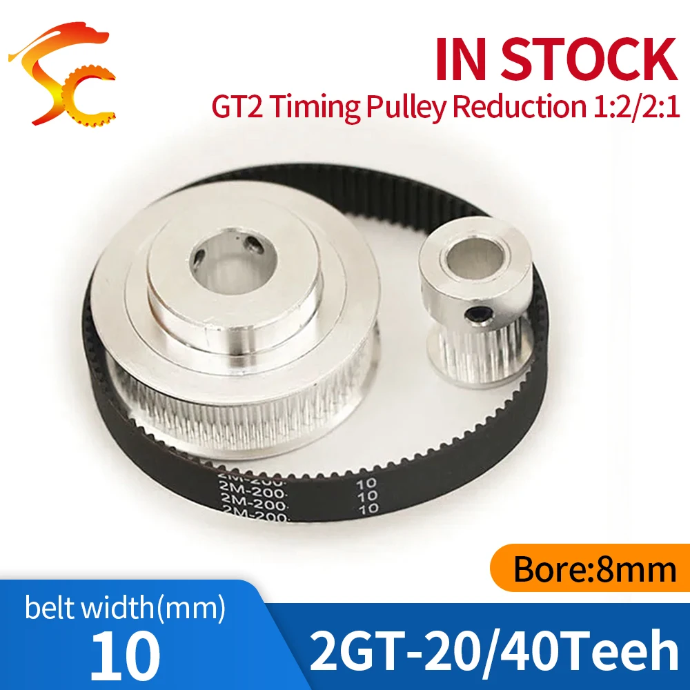 Timing Belt Pulley GT2 40 teeth 20 teeth Reduction 1:2/2:1 3D printer accessories belt width 10mm Bore 8&8mm