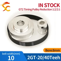 Timing Belt Pulley GT2 40 teeth 20 teeth Reduction 1:2/2:1 3D printer accessories belt width 10mm Bore 8&8mm