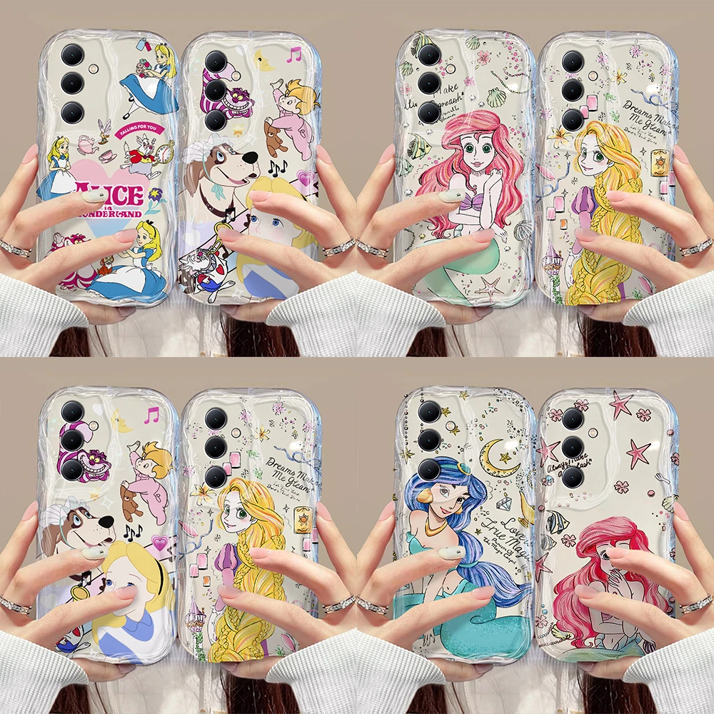 Cute Mermaid Princess 3D Wave Case For Samsung A73 A72 A71 A55 A54 A53 A35 A34 A33 A25 A24 A23 A15 A14 A13 A05 A04 4G 5G Cover