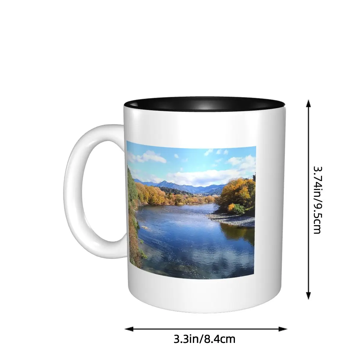 Wide River In New Zealand With Autumnal Trees Mug Funny Ceramic Coffee Cups Tea Mugs Milk Cup Drinkware Gifts for Woman Man