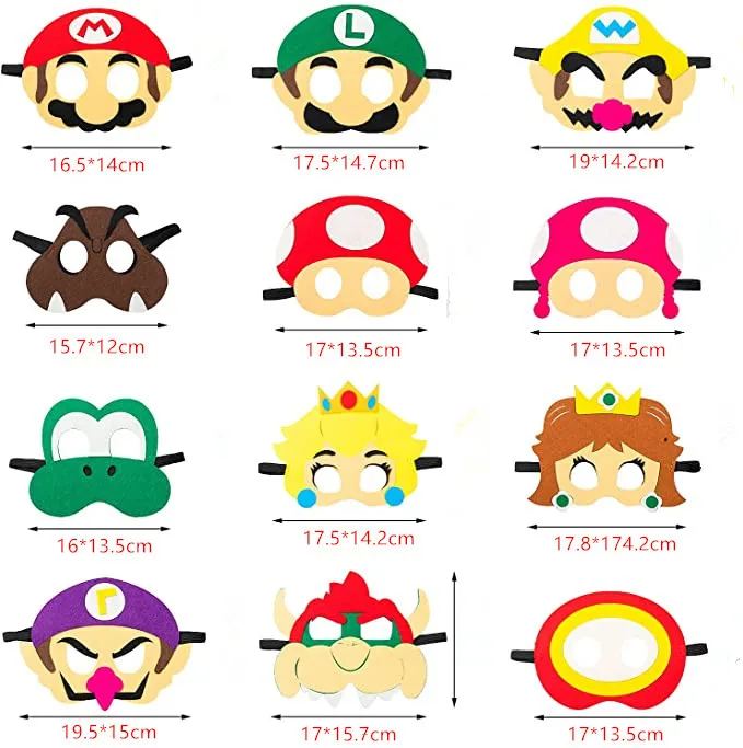 Super Mario Mask Cosplay Mask Mario Bros Luigi Yoshi Bowser Figure Decorate Anime Peripherals Children Party Supplies Mask Gift