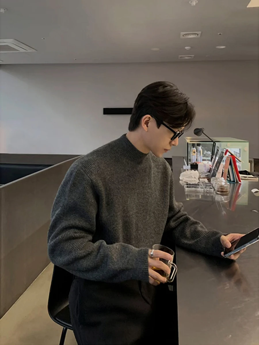 

Мужской вязаный свитер с высоким воротником Haome: теплый базовый слой для зимы, премиум-класс, стильный дизайн, верхняя одежда