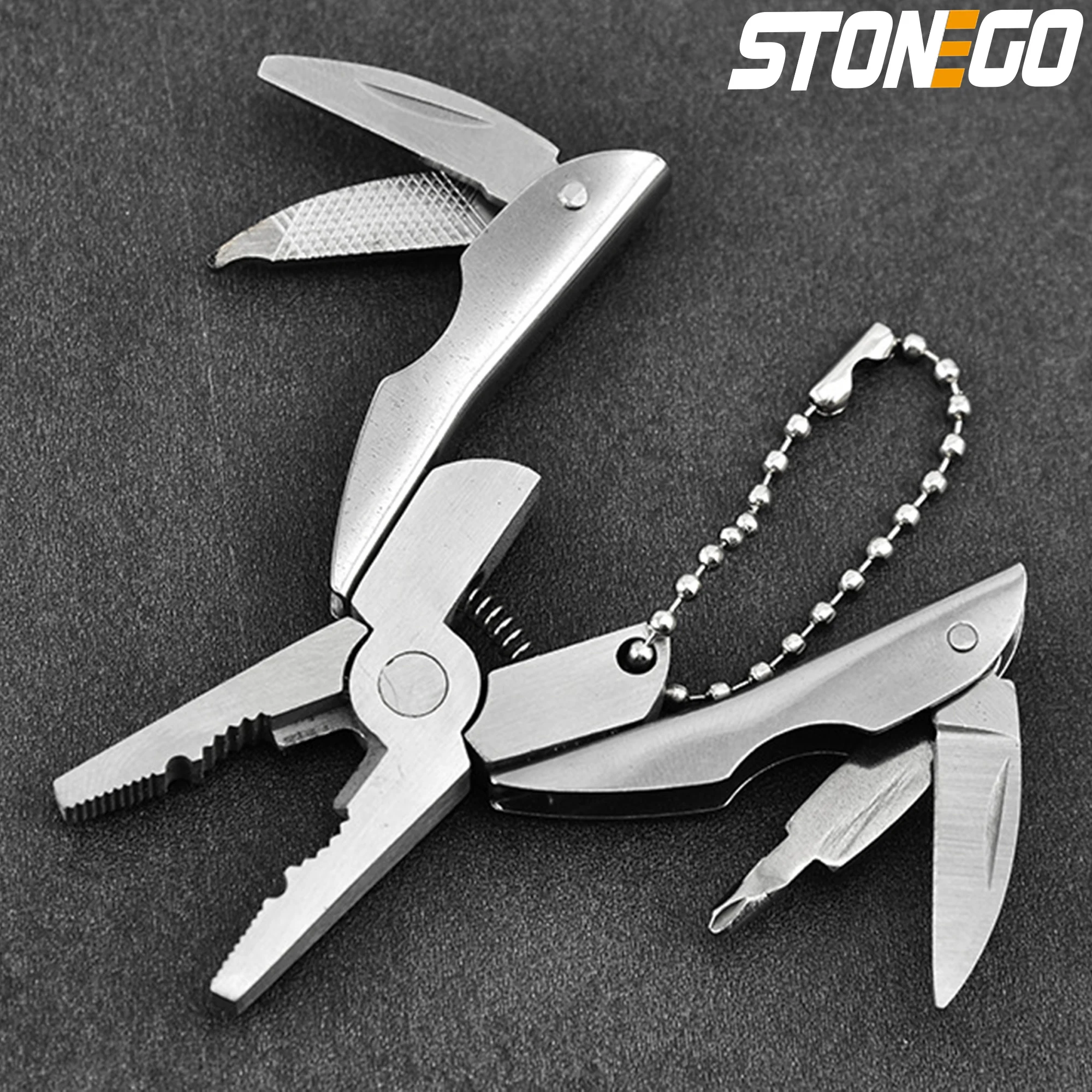 Stonego-mini Alicate Chaveiro Alicate Multitool Cortador de Fio Chave de Fenda Phillips Faca Arquivo Chave de Fenda Plana 1pc