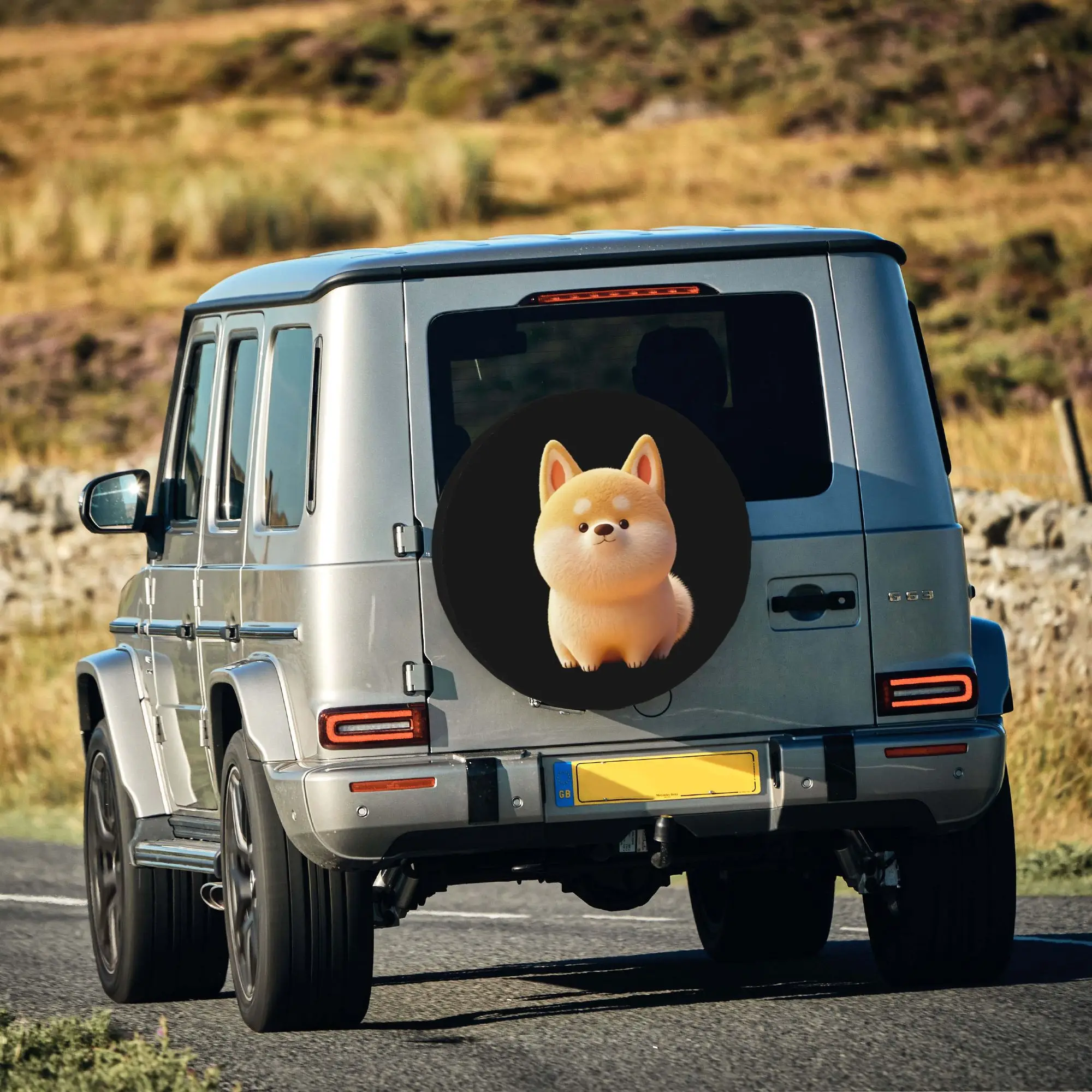 1pc Cute Cartoon Shiba Inu Puppy 2D Printed Pattern Car Spare Tire Cover, Creative Style, Easy To Install And Clean, Suitable F