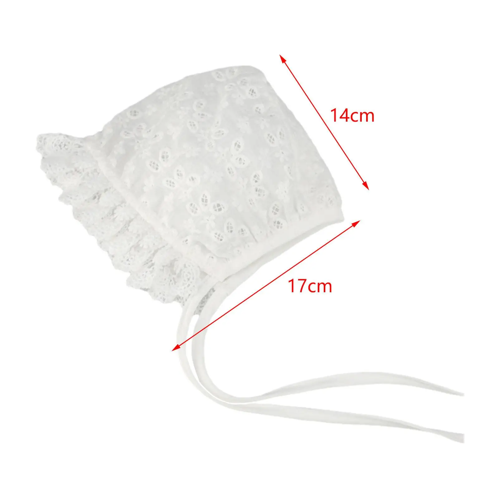 Baby Lace Bonnet Breathable Hollow Out with Chin Strap Baptism Hat Princess Cap for Girls Newborn Photo Props Outdoor Travel