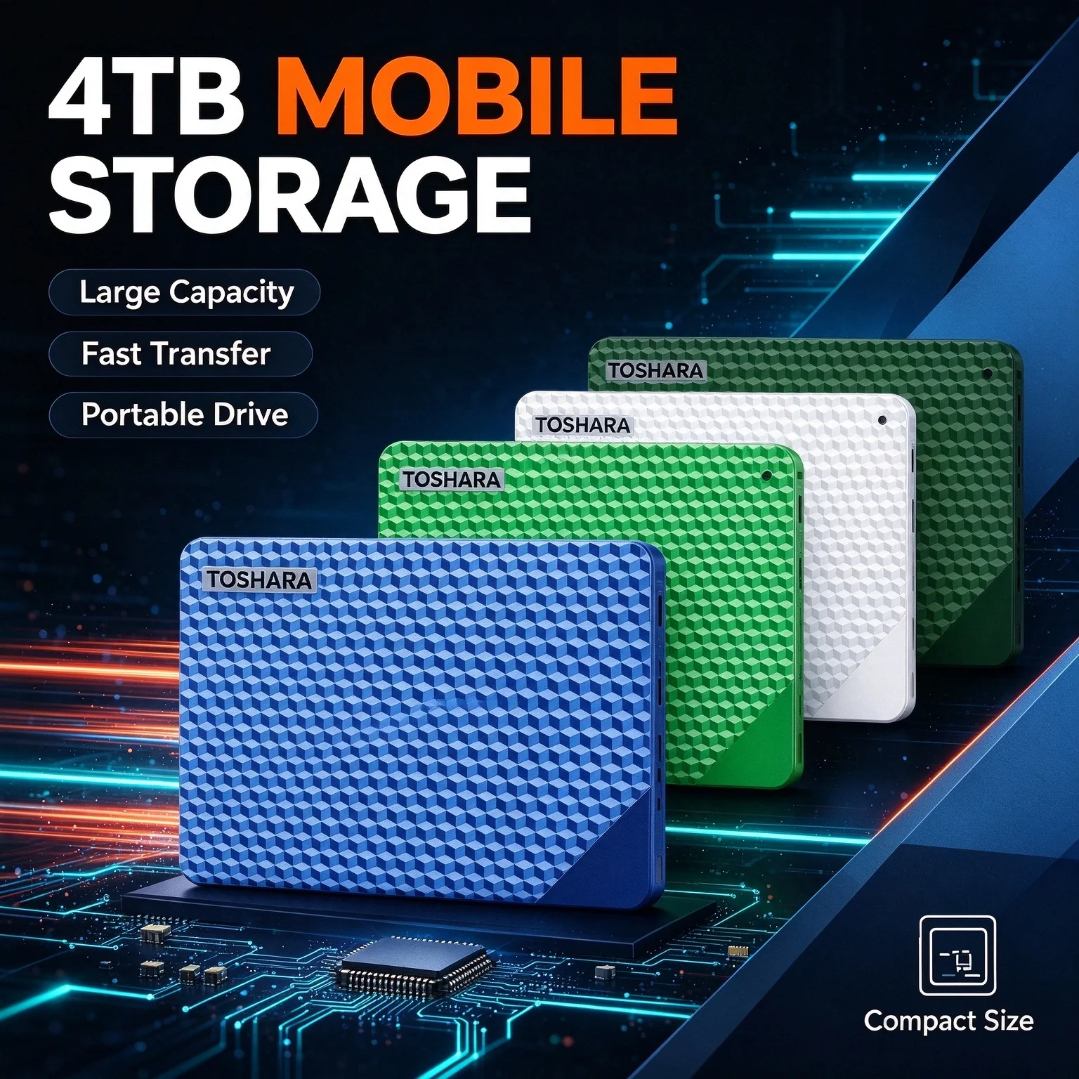 2.5 Inch TOSHARA  Portable External Hard Drive USB3.0 Ultra High Speed  500GB - 4TB  Expansion Storage For Laptop PC