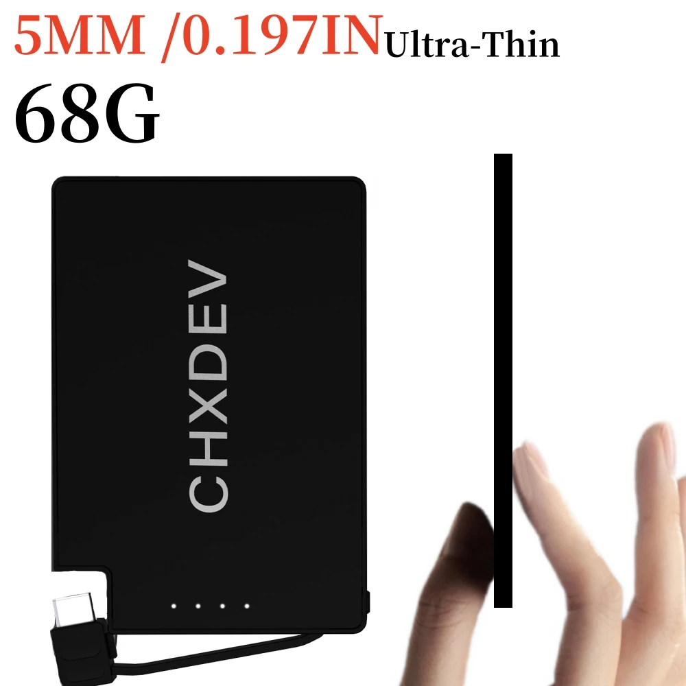 CHXDEV Ultra-Thin Magnetic Power Bank Ultra-Slim 8000mAh Charger , Mini Power Banks For Card Holder Wallet, For IPhone XIAOMI
