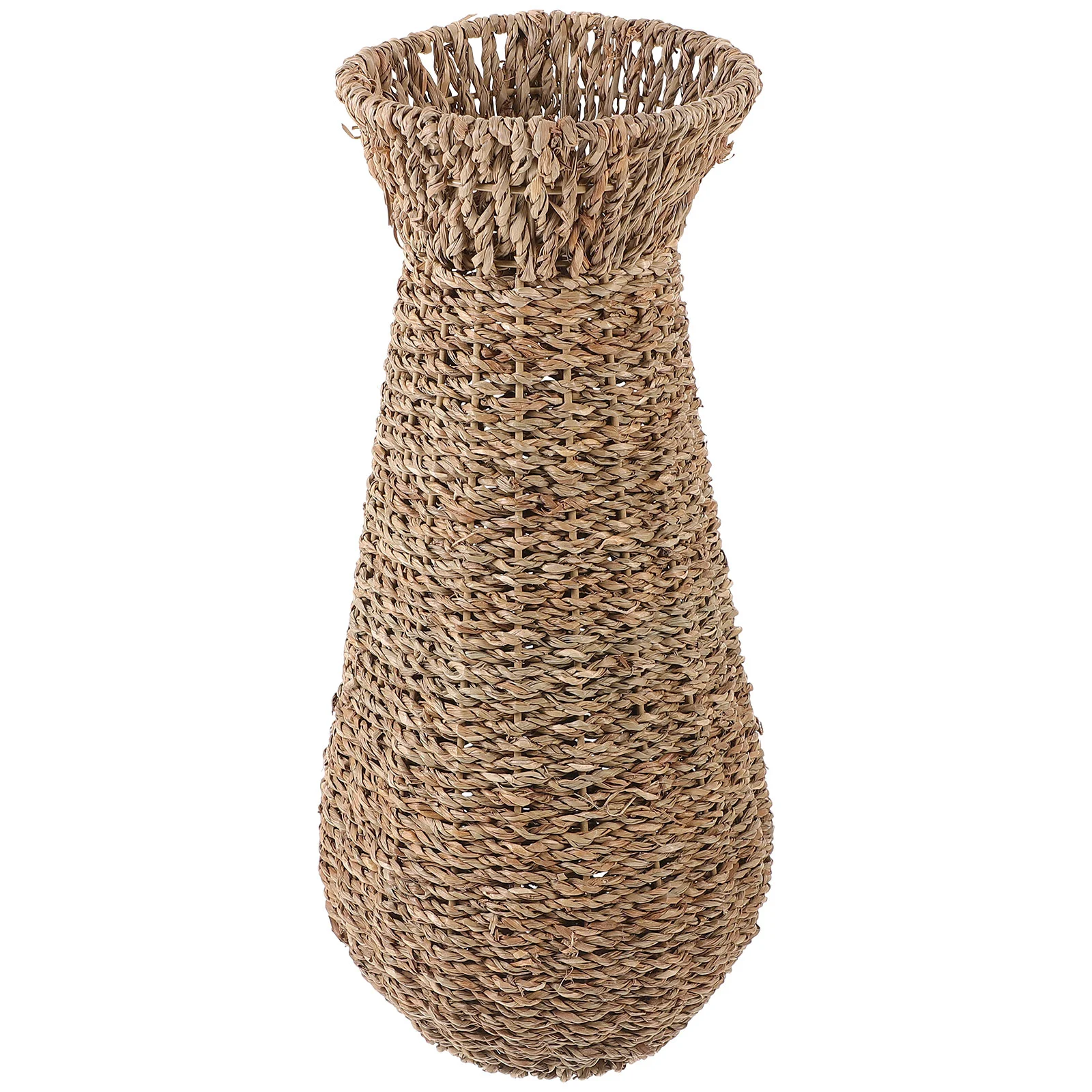 

Floor Vase Flower Pot Woven Basket Plant Pastoral Style Flowerpot Household Straw Stable Base Office Decor