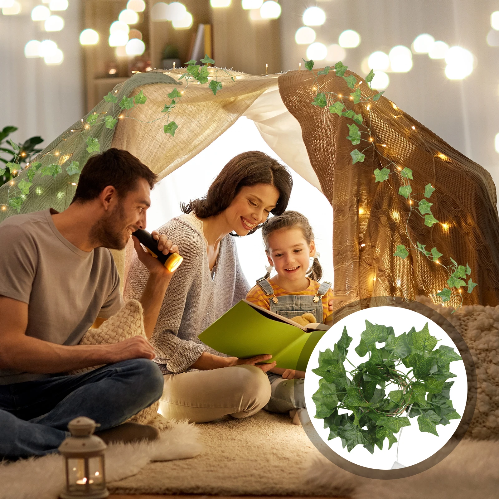 20 LED مقلد الزاحف ورقة سلسلة ضوء الخضرة جارلاند أضواء ملونة دافئة لحفل زفاف غرفة ديكور الزاحف مع أضواء