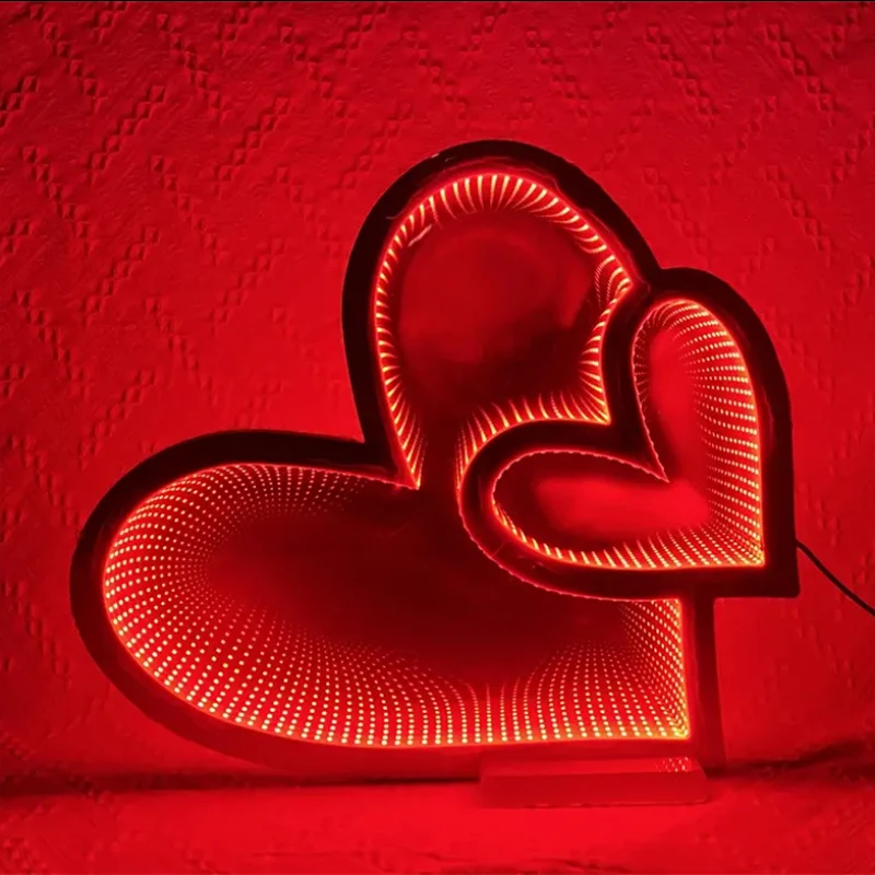 

LED Infinity Abyss Mirror Illusion Neon light Tunnel Heart double-sided Infinity Sign Mirrors New Custom Design Wall Goods