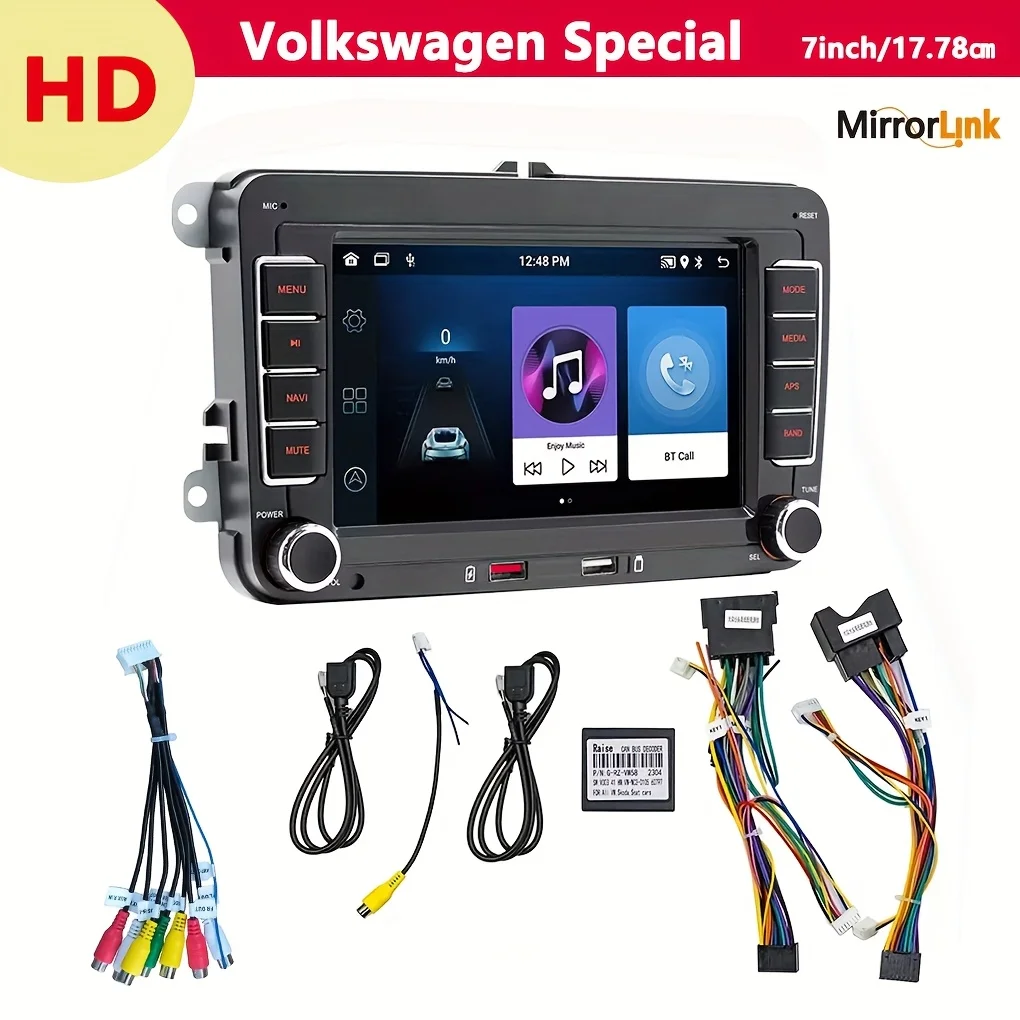 for VW Skoda Octavia Golf 5/6 Touran Passat B6 Jetta Car Multimedia Player-7-inch Touchscreen Steering Wheel Remote